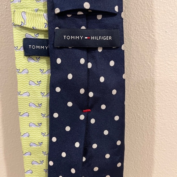 Tommy Hilfiger Neck Ties Mens Silk Green Whale Blue Polka Dot School  Lot of 2 - Picture 2 of 7